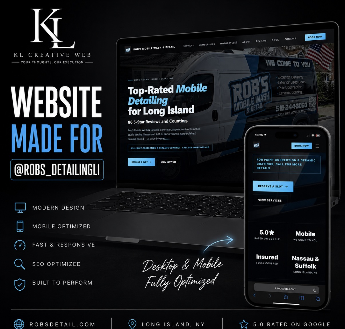 Website designed for Rob's Mobile Wash & Detail
