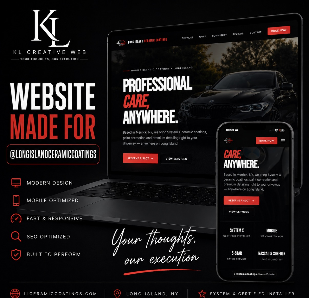 Website designed for Long Island Ceramic Coatings
